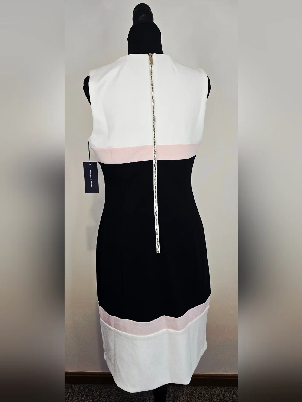 Tommy Hilfiger Colorblock Sheath Dress Sleeveless Pink White Navy NWT Preppy - Picture 6 of 10